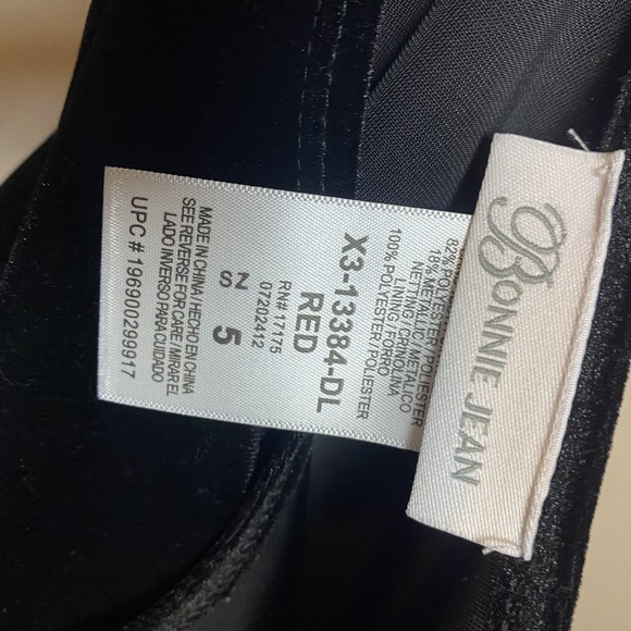 Girl's Bonnie Jean Black Velvet Bodice Buffalo Plaid Taffeta Holiday Dress Sz 5 - Picture 3 of 4